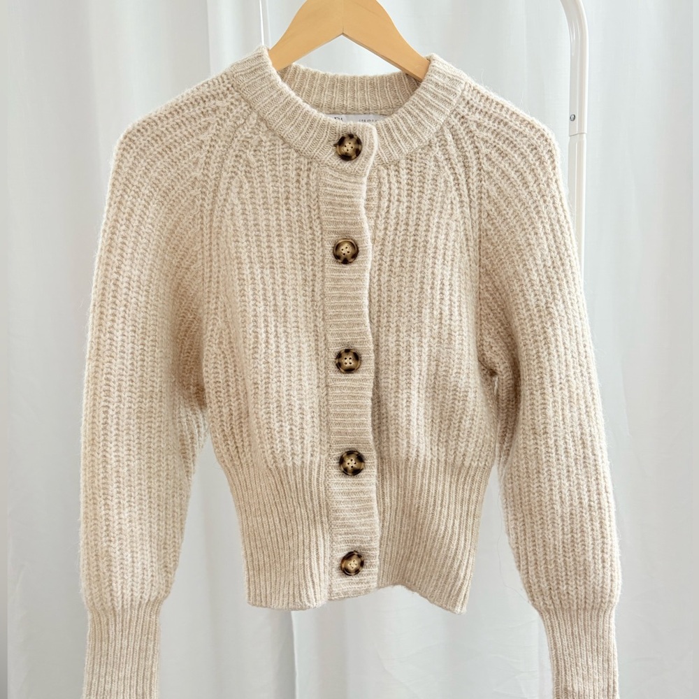 Zara Cream Button-Up Women's Cardigan